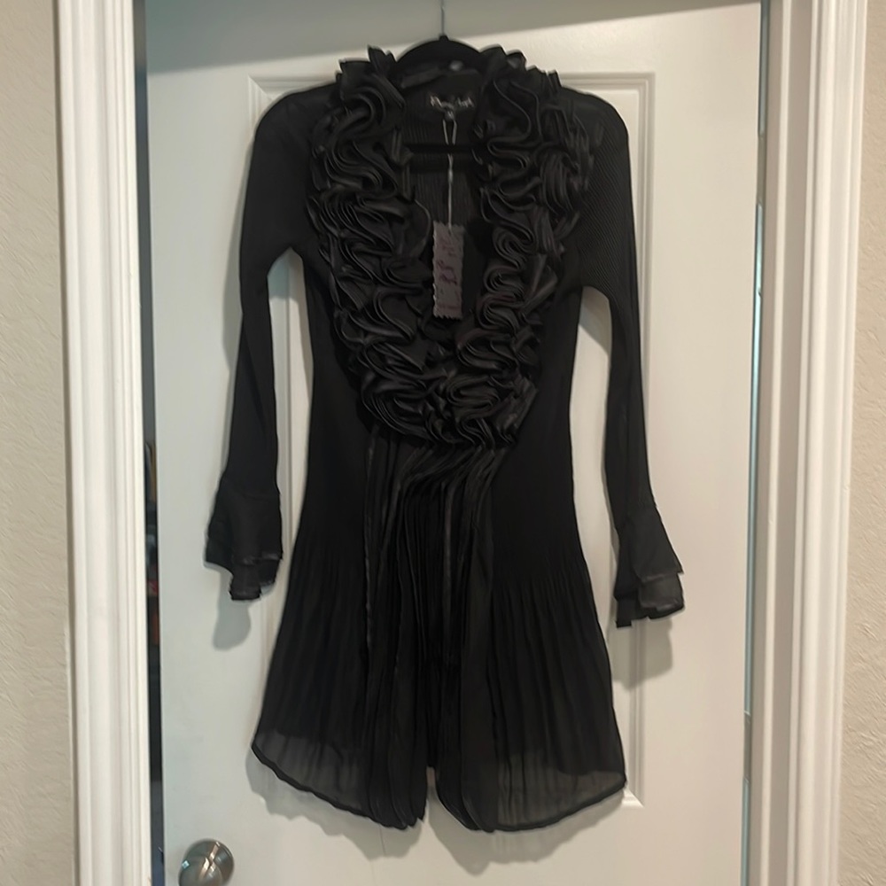 NWT Pretty Angel Black Ruffle Collared Dress
